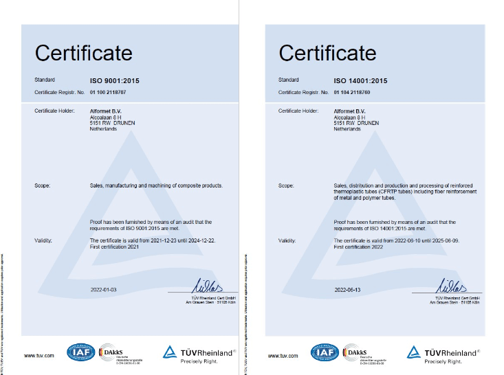 ISO 9001 certificate Alformet